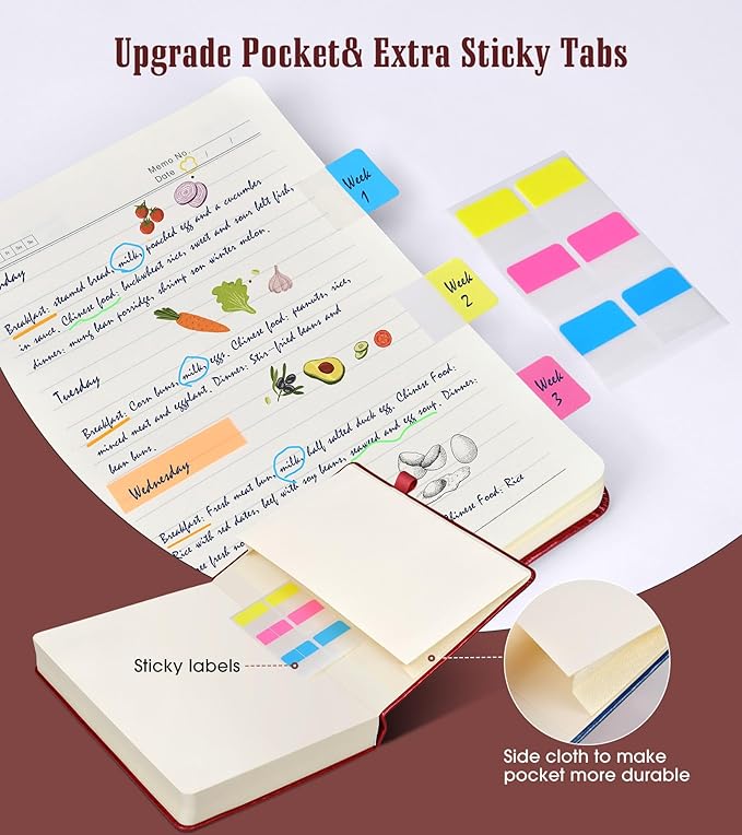 Lined Journal Notebook, 365 Pages B5 Large Journals for Writing College Ruled Notebook, Hardcover Leather Journal for Women Men, Daily Notebook for Work, Note Taking, 100Gsm Paper (7.6'' X 10'' Wine)