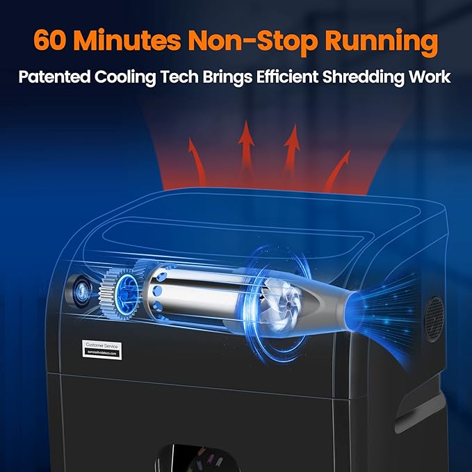 Paper Shredder for Home Office Heavy Duty with 60 Mins Running with US Patented Cutter,Shred CD/Card with Extra Large Bin,AUTO Jam Proof(ETL) (20-Sheet Cross Cut)