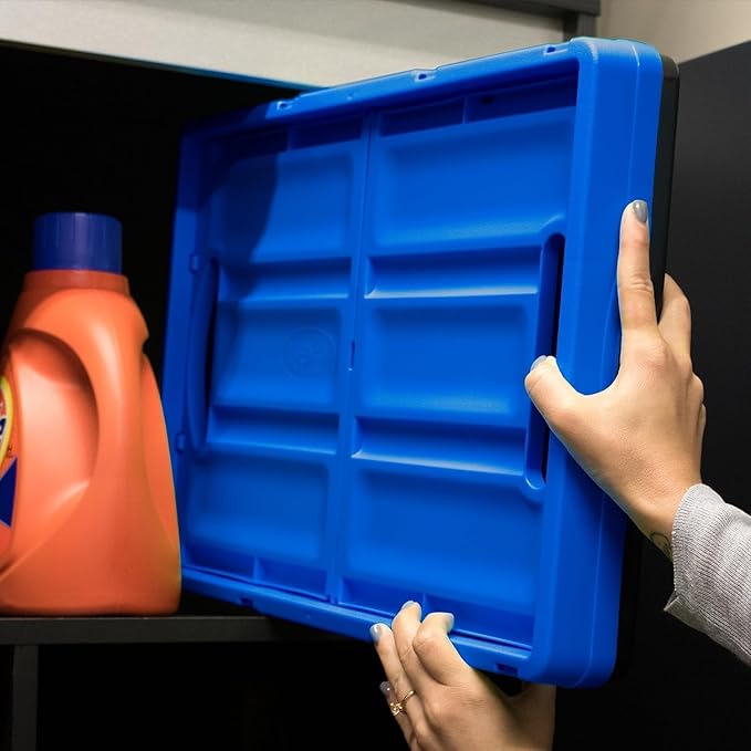 CleverMade Collapsible Storage Bins - Ocean 3 Pack 32L / 8 Gal holds 66 lbs - Stackable Containers Heavy Duty Capacity Folding Crates Space-Saving