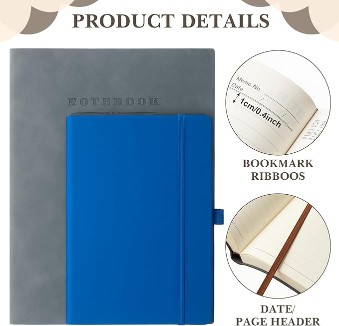 SATINIOR 5 Pack A4 Notebooks Large Journal 360 Pages Leather Softcover Hardcover Notebooks Thick Paper Lined Notepad for Office School Business Note Taking Writing, 8.5'' x 11''(Multicolor)
