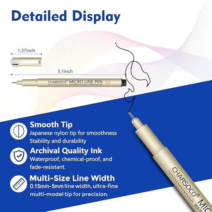 Arts Sign Brush Pen, Felt Tip Water Based Ink with 12 Colors, for Journaling, Lettering, Calligraphy, Technical Drawing and Scrapbooking