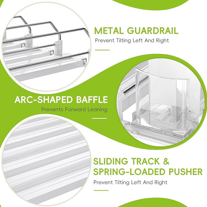 Soda Can Dispenser for Refrigerator,Self-Pushing Drink Organizer for Fridge, Width Adjustable Fridge Organization, Beer Pop Can Water Bottle Drink Dispenser for Fridge (15.1"D) White (5 Row, White)