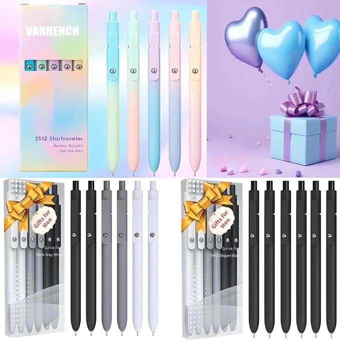 Vanhench 10 Pcs Gel Pens, 0.5mm Fine Point Smooth Writing Pens for Journaling Note, Preppy Stuff Aesthetic for Nurse Gifts, Birthday White Elephant Gifts, Stocking Stuffers (10PCS Morandi)
