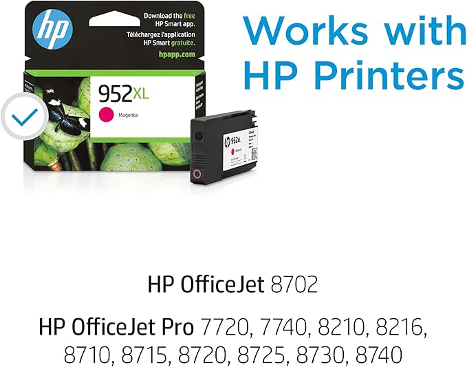 HP 952XL Magenta High-yield Ink Cartridge | Works with HP OfficeJet 8702, HP OfficeJet Pro 7720, 7740, 8210, 8710, 8720, 8730, 8740 Series | Eligible for Instant Ink | L0S64AN