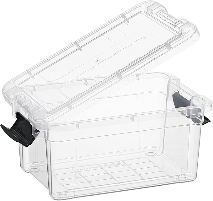 Superio Clear Storage Box with Lid, 1.85 Quart Plastic Container Bins for Organizing, Stackable Crates, BPA Free, Non Toxic, Odor Free, Organizers for Home, Office, School, and Dorm