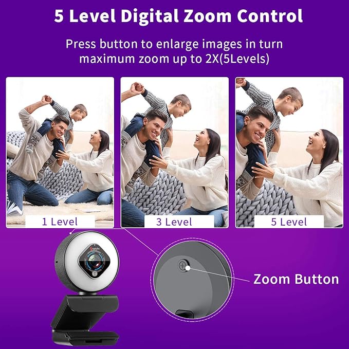 Angetube Streaming Webcam 1080P with Ring Light - HD Web Camera with Digital Zoom Autofocus for Computer PC Laptop Mac 962 USB Web Cam for Gaming Xbox Google Meet