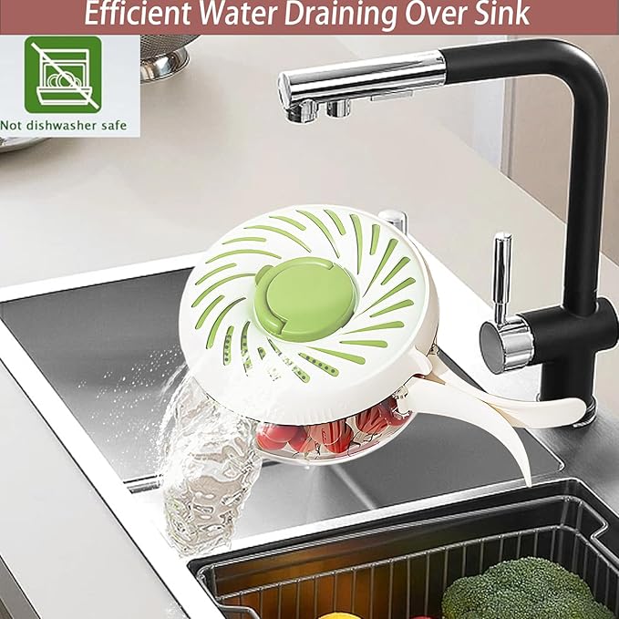 2025 Upgrade Fruit Washing Bowl with Strainer (2.85QT+1QT), 3 in 1 Multipurpose Drain Basket with Lid and Ice Box, Foldable Handle Perfect for Fridge Storage and Outdoor Picnics