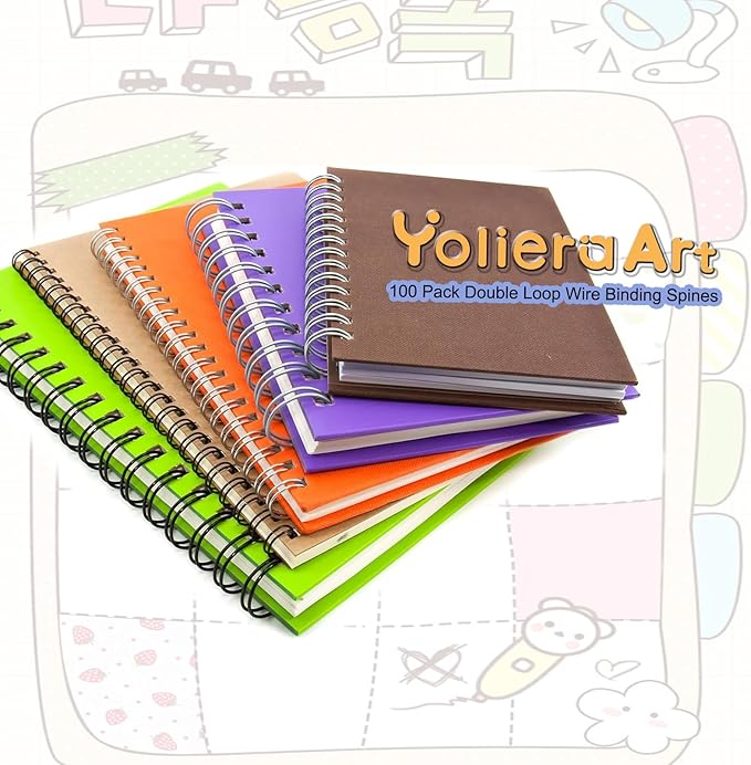 3:1 Pitch Double Loop Binding Wires, YolieraArt 100 Pack Spiral Spine Bindings, 9/16 Inch Wire Twin Binding for Book Binder Machine,Students and Coworkers (120 Sheet Capacity, 100P, Silver)