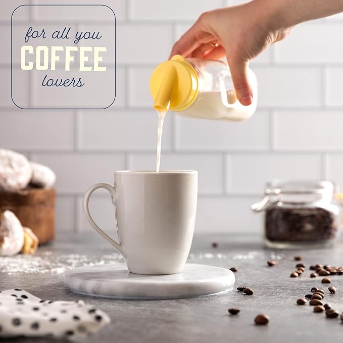 kitchentoolz Glass Creamer Bottle 12 Oz Square Glass Milk Bottle with Lids- Perfect Milk Container for Refrigerator - 12 Ounce Milk Bottle with Lid and Pour Spout