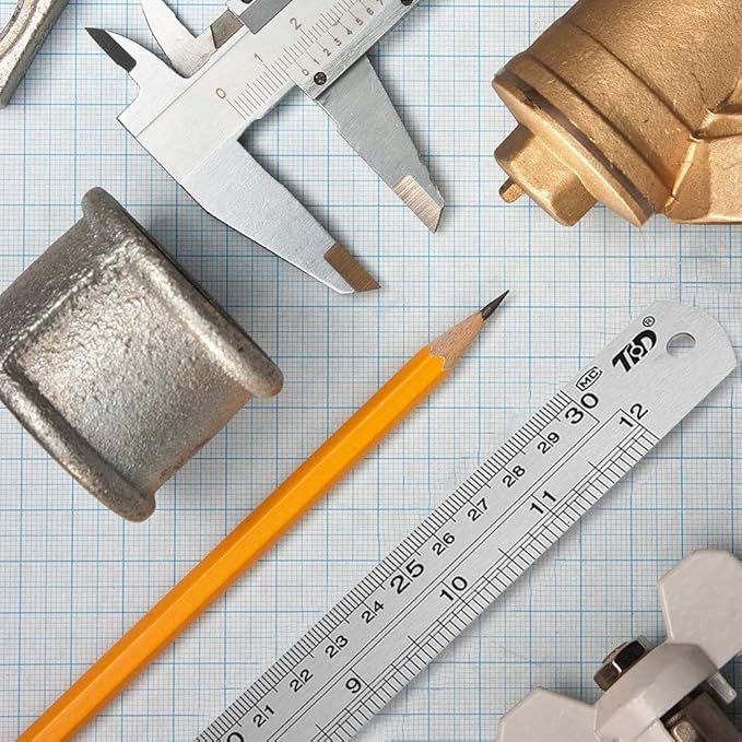 ZZTX Metal Straight Edge Ruler Set - Stainless Steel, 6 Inch, Bulk 2 Pack