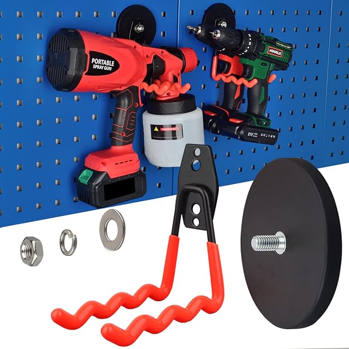 MUTUACTOR 2Packs Large Capability Heavy Duty Magnetic Hooks, Strong Magnet Hooks for Hanging Power Tools, Grill Utensils, Impact Drivers
