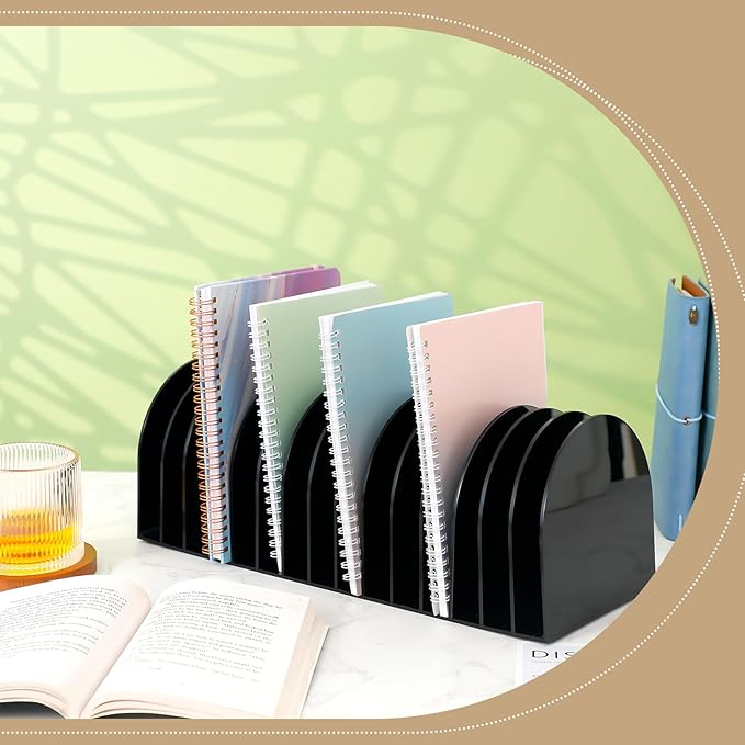 Ctosree Acrylic File Organizer for Desk Vertical 15 Compartments File Sorter Mail Organizer Desktop Countertop Folder Stand Racks for Office Home School Desk(Arch,Black)