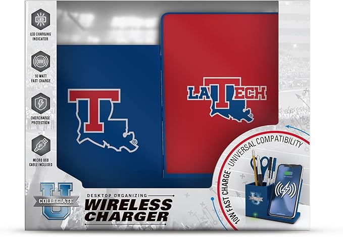 SOAR NCAA Unisex Cell Phone Wireless Charging Stand and Desktop Organizer