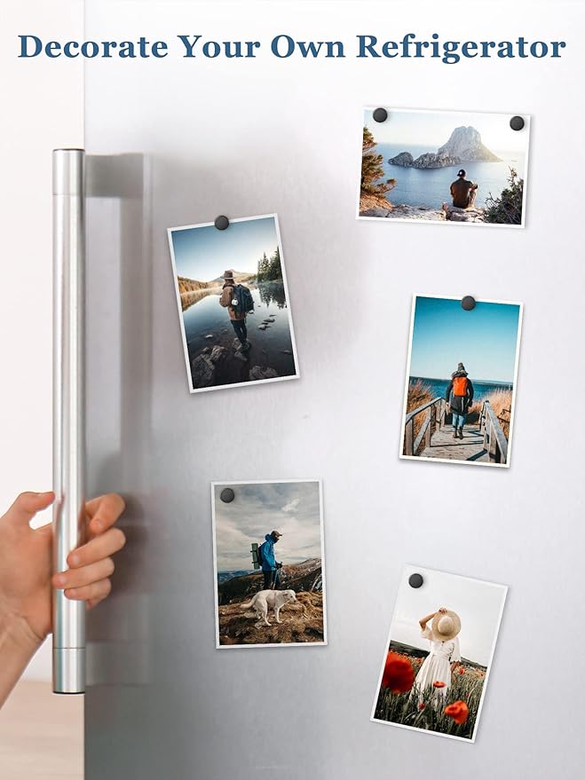 SMARTAKE 100 Pcs Refrigerator Magnets, Small Round Fridge Magnets, Multi-Use Premium Neodymium Office Magnets for Fridge, Whiteboard, Billboard in Home, Kitchen, Office and School (Black)