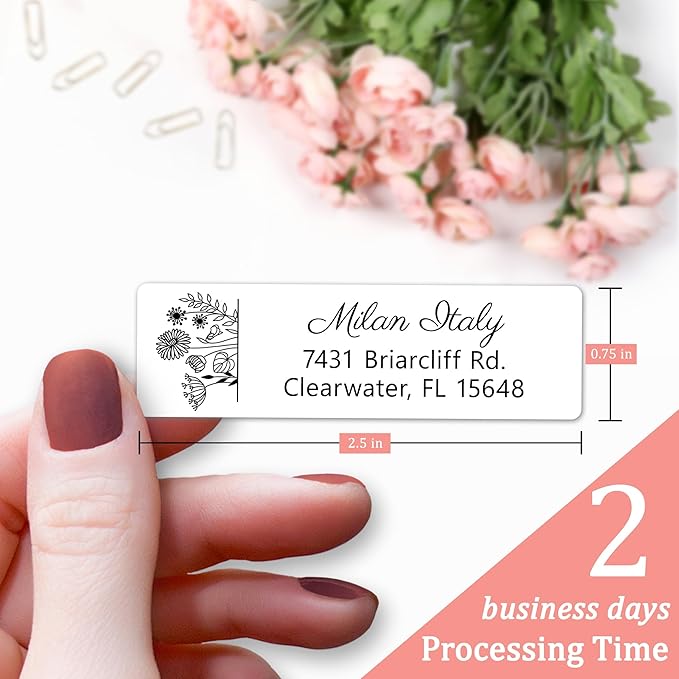 Personalized Return Address Labels - High Gloss Custom Mailing Labels on Sheets - Self-Adhesive Return Stickers for Envelopes with Crisp Printing Design (50-1000)