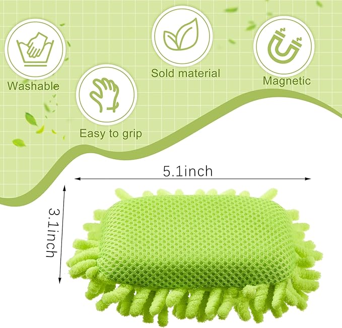 Zonon 4 Pieces Dry Erase Eraser Microfiber Shag Washable Whiteboard Eraser for Markers, Chalk, Classroom, Home and Office(Blue,Green,Gray)