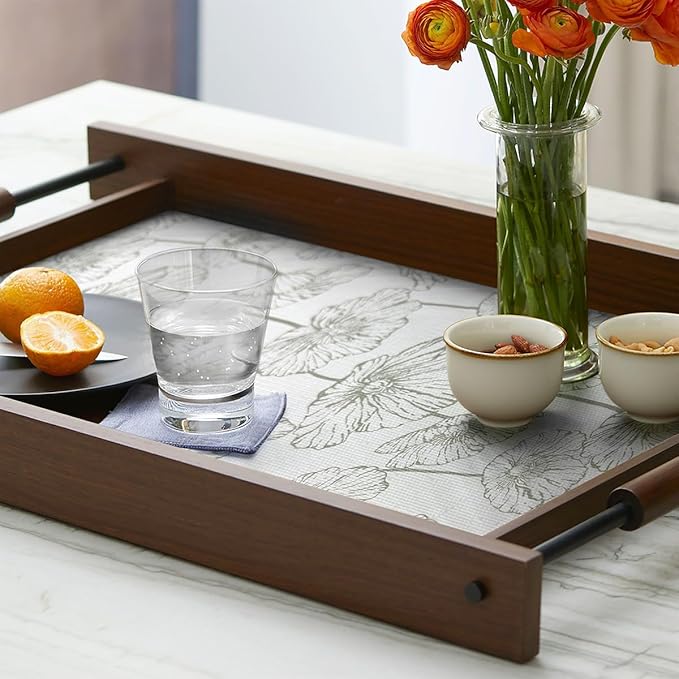 Shelf Liner for Kitchen Cabinets Non Adhesive Kitchen Drawer Liner,Non-Slip Lotus Cabinet Liner Shelf Paper,Pantry Shelf Liners for Cabinets Dresser Cupboard Liner Decorative 23.6In x 10FT