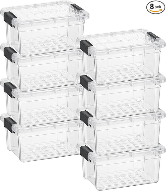 Superio Clear Storage Bins with Lids, 3 Quart BPA Free Plastic Containers, Transparent Boxes for Organizing, Stackable Crates, Organizer Totes for Home, Office, School, and Dorm