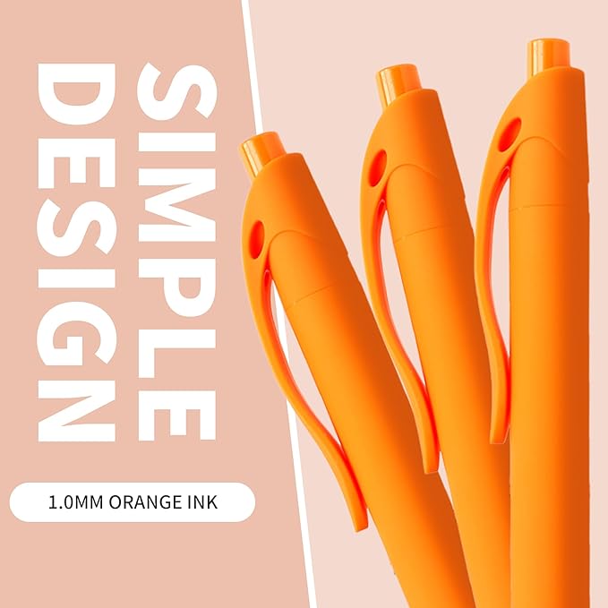 deegtran Pens Bulk, 50 Pack No Bleed Orange Click Pen, Wholesale Retractable Ballpoint Pens, Pens Medium Point, Smooth Ink Pen, 1.0MM Orange Ink