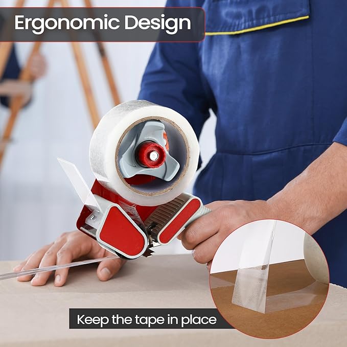 2 Pack Packing Tape Dispenser Gun with 12 Roll 2 Inch Packing Tape Gun 2.7 Mil Heavy Duty for Storing, Shipping, Moving, Carton and Box Sealing