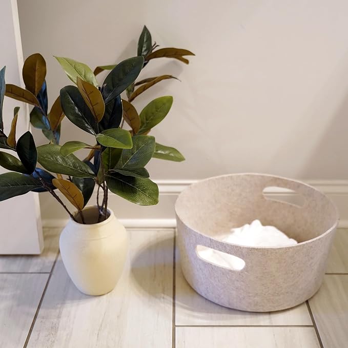 Welaxy Storage basket organizer bins bucket shelf baskets for magazine books kids toys pet toy junk organize (Oatmeal)