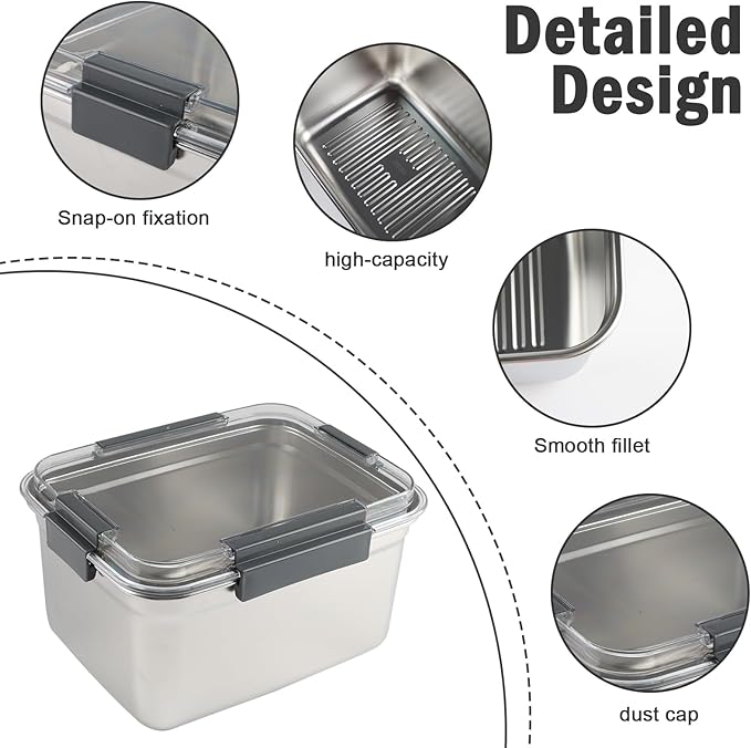 Cheese Container for Refrigerator,Stainless Steel Cheese Container with Lids,Deli Meat Saver,Kitchen Storage Keeper,Fridge Organizer Stackable Sliced Grated,Shredded,Cheddar Cheeses Holder Box