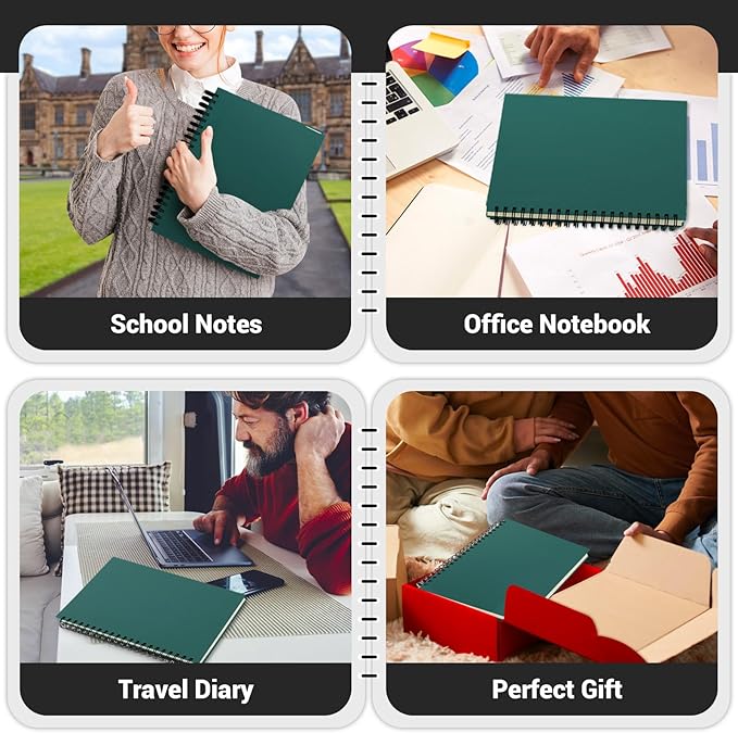 EUSOAR Notebooks for School, 1 Pack A4 8.3"x11.2" Hardcover Spiral Lined Journal College Ruled, 240 Pages(120 Sheets) Writing Pads Professional Notebook for DIY Note Taking Business Work Office