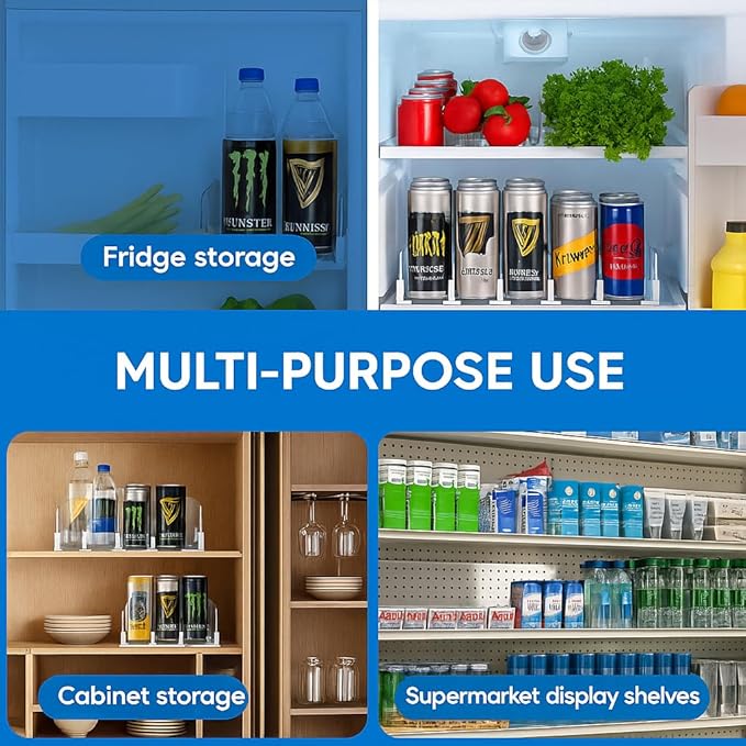 Dwella Drink Organizer for Fridge – 6-Tier Can Dispenser for Fridge, Self-Pushing Drink Dispenser Fridge, Adjustable Width Fridge Cans Organizer, Durable Soda Drink Organizers for Refrigerator