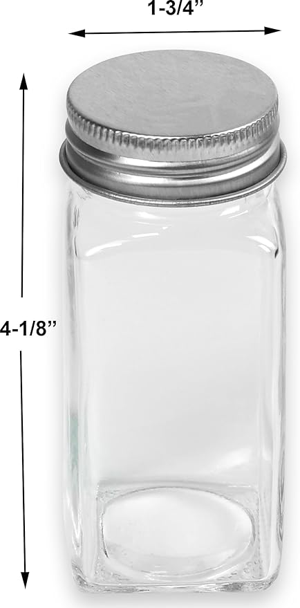 Simple Houseware Spice Jars 4 Ounce Square Bottles w/label, 12 Pack