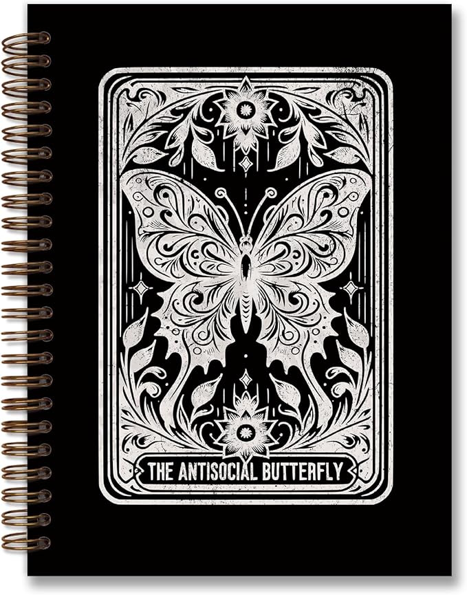 Tarot Gothic Witchy Journal Spiral Notebook,Black Butterfly Celestial Journals for School Office Supplies Teacher,Witchy Gifts Hardcover Spiral Notebook for Teen Girls Women