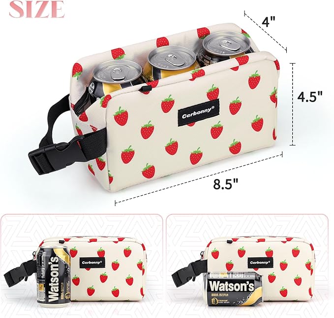 Cerbonny Small Cooler Bag Freezable Lunch Bag for Work School Travel,Small Lunch Bag,insulated snack bag For Adults/Kids,Mini Cooler,Lunch bag small Fit For Yogurt（Strawberries）