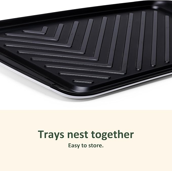 Grilling Prep and Serve Trays, BBQ Tray for Raw and Cooked Food, Melamine Marinating Serving Platter and Grill Tray for Outdoor, Parties and BBQ, Food Trays, Set of 2, Black and White