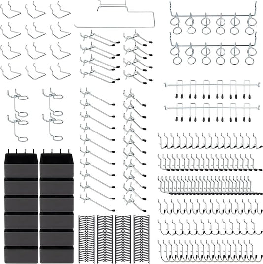 279PCS Metal Pegboard Hooks Organizer Kit for Organizing Various Tools - Heavy Duty 1/4" & 1/8" Pegboard Accessories with Pegboard Bins, Wall Mount Tool Storage for Garage, Workshop & Kitchen