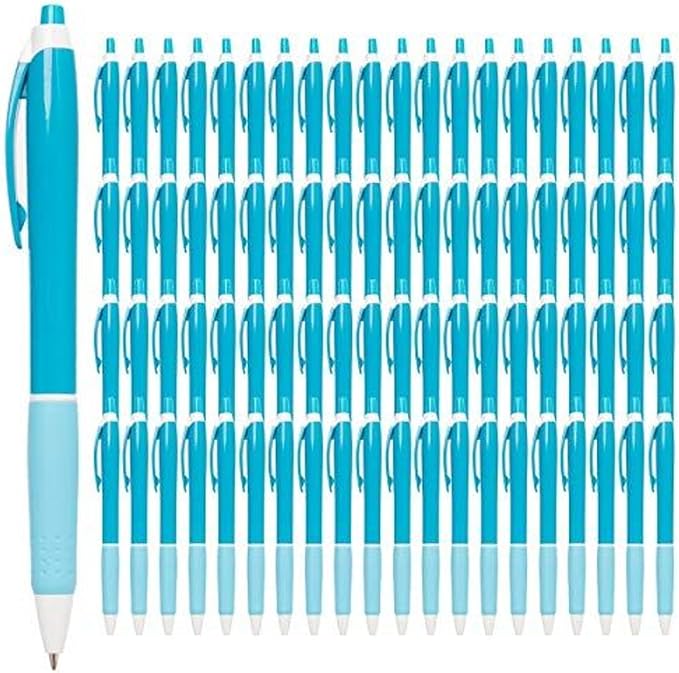 Simply Genius 100-Piece Retractable Ballpoint Pen Set, Bulk Office Supply with Black Ink - Ideal for Schools, Notebooks, Journals & More (Blue Pens Bulk)