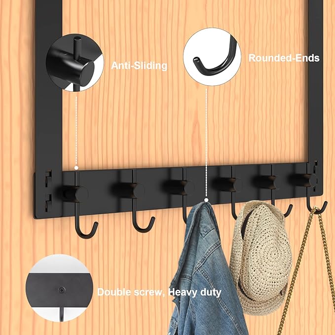 VAEHOLD Over The Door Hooks for Hanging Clothes, Heavy-Duty Door Hooks Organizer for Towel, Coat, Bag, Robe