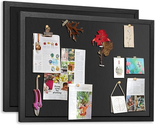 2 Pack Large Bulletin Board, 23 "x17 Black Cork Boards for Walls with Frame, Pin Display Board Vision Board for Home School Office Decor