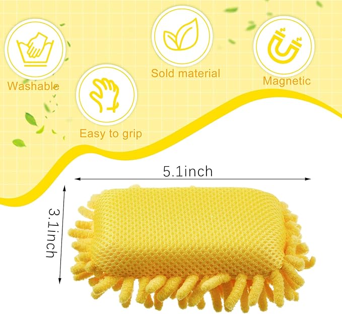 Zonon 4 Pieces Dry Erase Eraser Microfiber Shag Washable Whiteboard Eraser for Markers, Chalk, Classroom, Home and Office(Blue,Yellow,Gray)