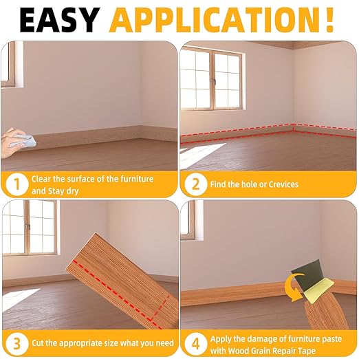 GSCIT Club Red Oak Wood Tape, 2.4 inch X 15ft Self Adhesive Wood Grain Repair Patch for Tables, Chairs, Baseboards, Doors, Windows, Floors, Handicraft DIY.