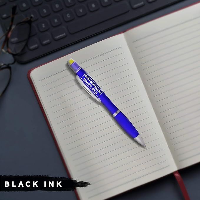DISCOUNT PROMOS 50 Marathon Gel Highlighter Pens Pack - Customizable Text, Logo - Twist Mechanism, Ballpoint - Blue