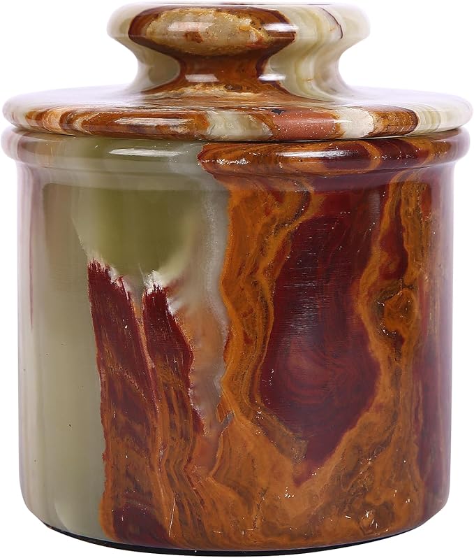 Marble Butter Keeper - Butter Crock - Round Butter Dish With Lid - French Butter Crock - Butter Keepers to Leave on Counter - Perfect Breakfast Companion with Classical Look (Multicolor)