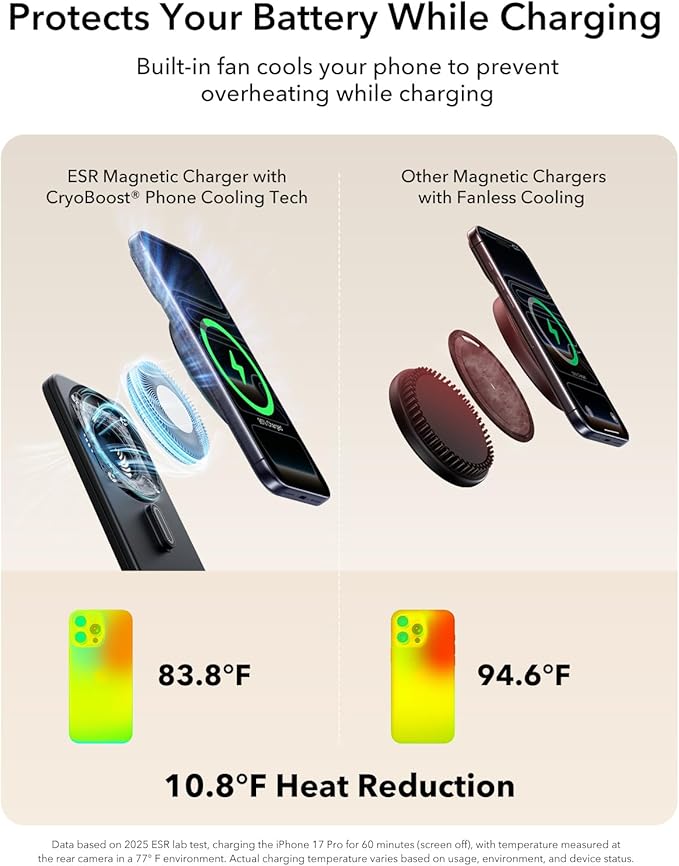 ESR 3 in 1 Charging Station for Apple, Qi2.2 25W MagSafe Charger with CryoBoost, Phone-Cooling Wireless Charging Station Foldable, for iPhone 17/16 with iOS 26(50W Adapter), AirPods, Apple Watch,Black