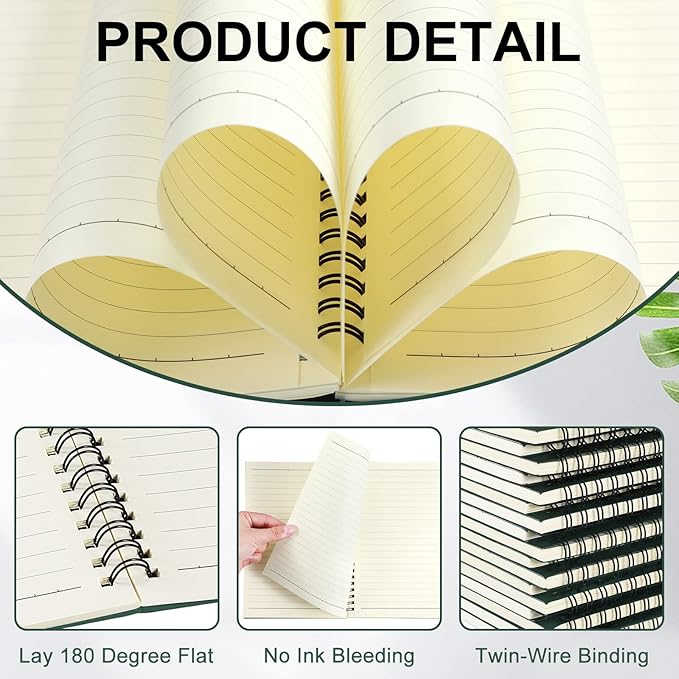 Yahenda 18 Pcs Spiral Notebook Bulk A5 Journal Lined 8.3'' x 5.5'' Writing Composition Paper Small Notepad Subject Notebook for Students Office Business Back to School Supplies (Deep Green)