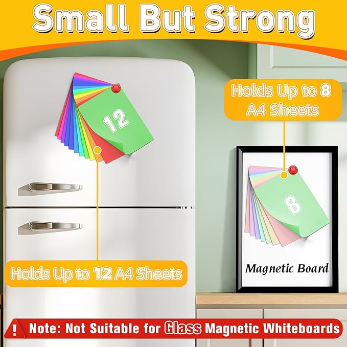 VNDUEEY 16 Pack Red Fridge Magnets, Refrigerator Magnet, Strong Magnets for Whiteboard, Magnetic Push Pins, Cute Magnet for Kitchen, Office, School, Adults