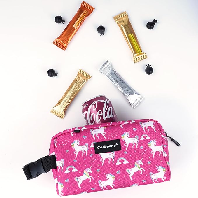 Cerbonny Small Cooler Bag - Freezable Lunch Bag for Work, School, Travel - Mini Insulated Bag for Kids & Adults - Fit for Yogurt - 3+ (Red Unicorn)