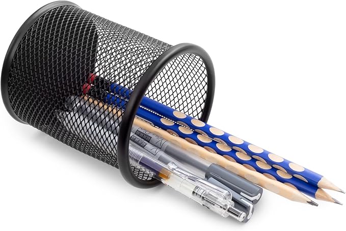 M&G Black Mesh Pen Holder, Metal Pencil Cup Holder Wire Mesh Pencil Holder for Desk Office School Organizer