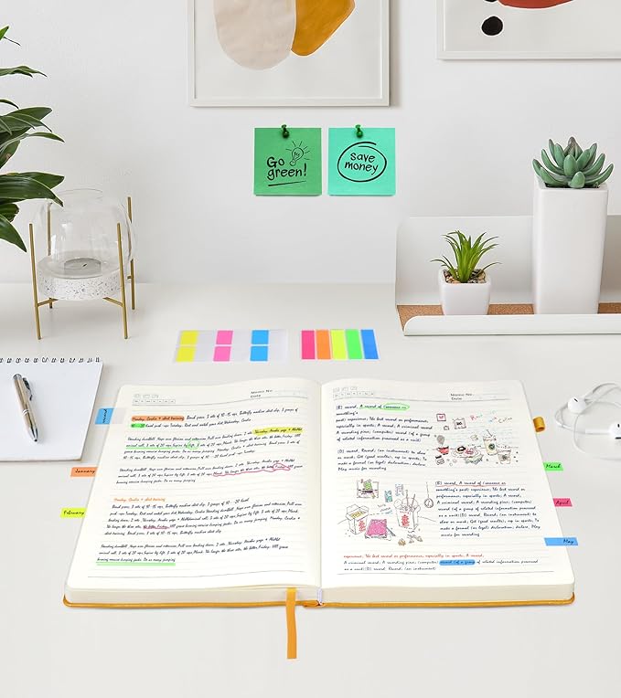 Lined Journal, 365 Pages A4 Large Hardcover Leather Notebook for Women Men, Daily Writing for Work, Note Taking, 100Gsm Thick Paper (8.5" x 11" Yellow)