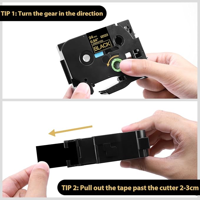 Label KINGDOM 24mm Gold on Black Label Tape Replacement for Brother P-Touch TZe-354 TZe354 1 Inch TZe Tape 24mm 0.94 Laminated Black Compatible with Brother Ptouch PTD600 PTP700 PTP750W PT2730, 3-Pack