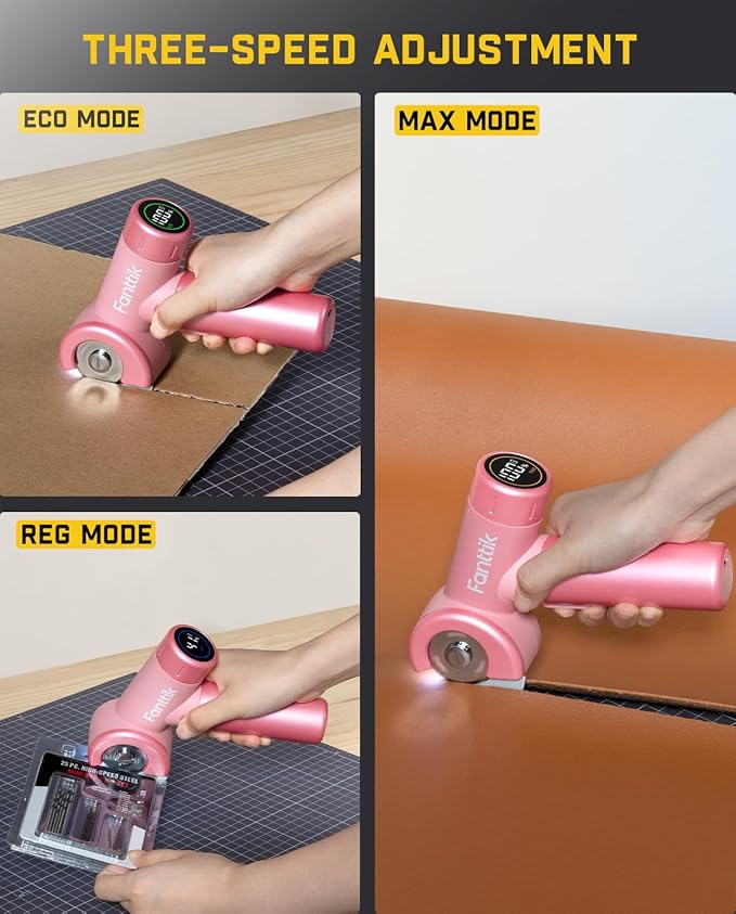 Fanttik C8 Nano Cordless Electric Scissors with LED Display, Rechargeable Cardboard Cutter with 2 Blades, EasySwap Blade Change, LED Light, for Thin Cardboard Carpet Leather - Pink