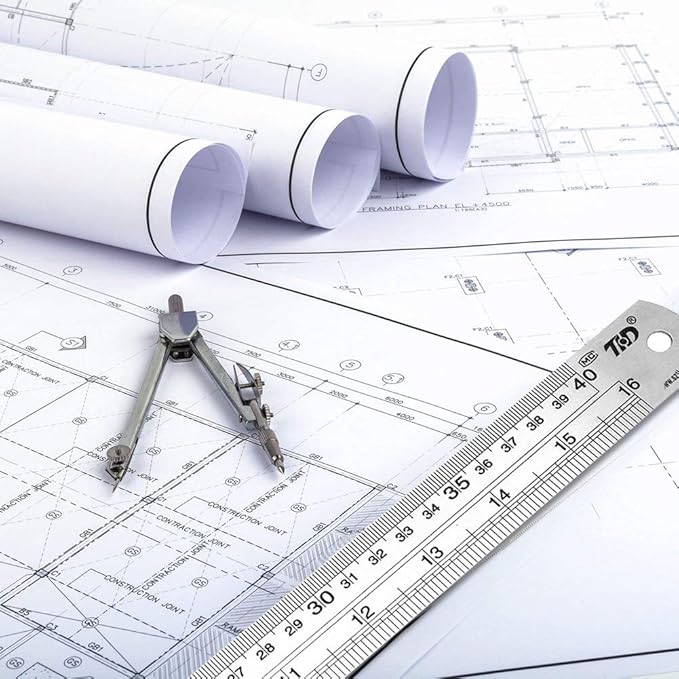 ZZTX Ruler Metal Straight Edge Stainless Steel Ruler 12 Inch Ruler Set Rulers Bulk 12 Pack