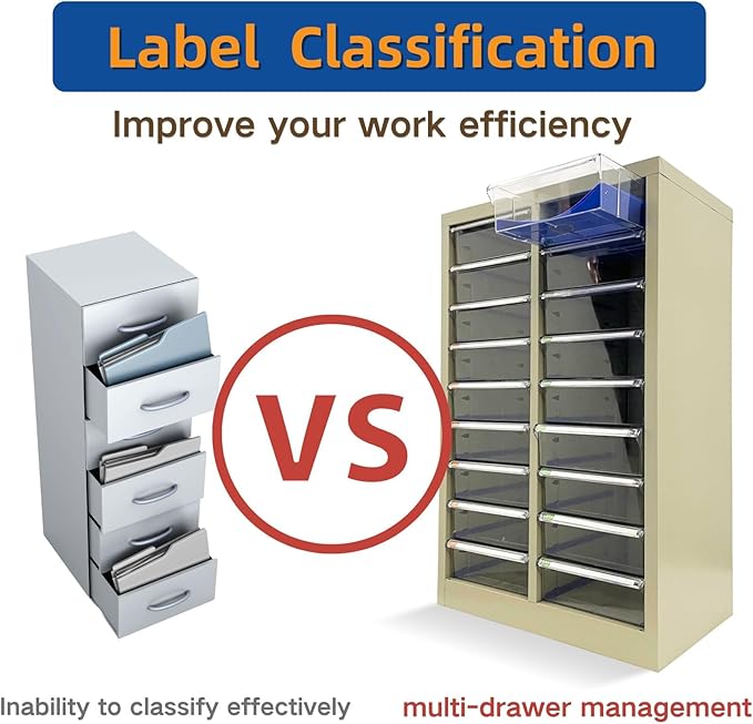 File Cabinet 18 Medium Transparent Drawers Vertical Home Office Storage Paper Organizer Document Cabinet